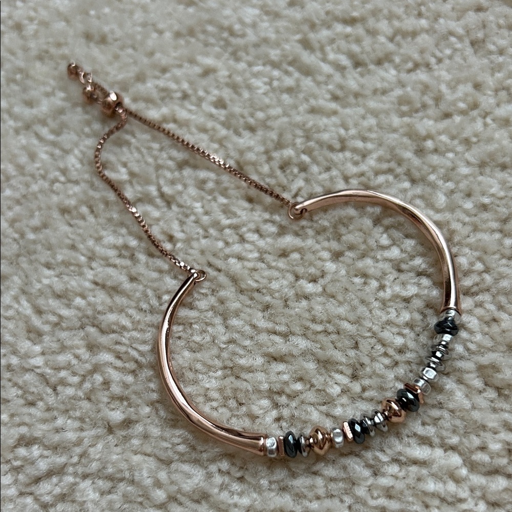 Elegant Rose Gold and Silver Beaded Bracelet